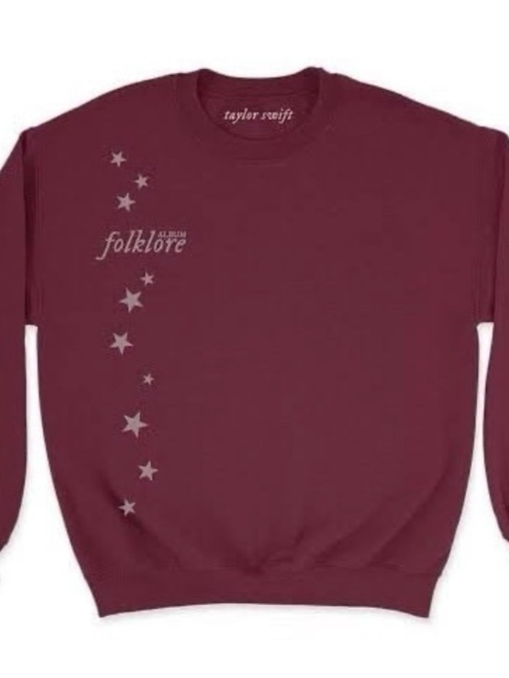 Taylor Swift Official Folklore Drew Stars Around My Scars Maroon Crew Sweatshirt